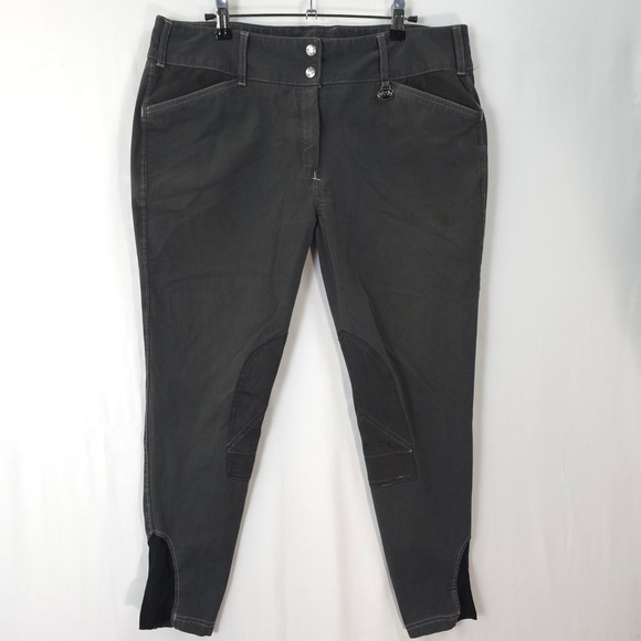 Equine Couture Pants - Equine Couture Riding Breeches Women 34 Knee Patch Charcoal Grey Equestrian